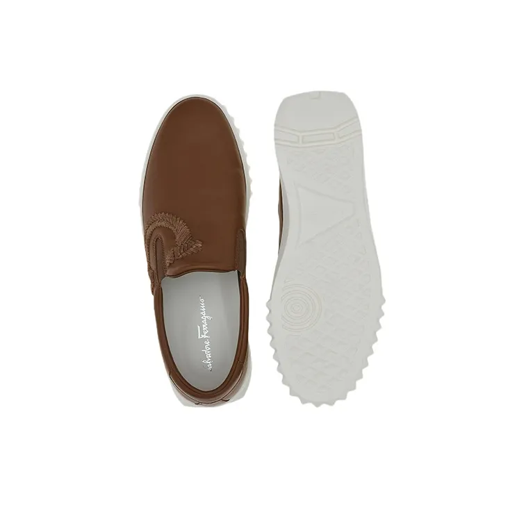 FERRAGAMO Suede-embroidered Slip-on Trainer-4