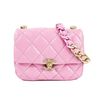 CHANEL Lambskin Flap Bag, Crossbody Bag, Shoulder Bag Mini Women's Pink