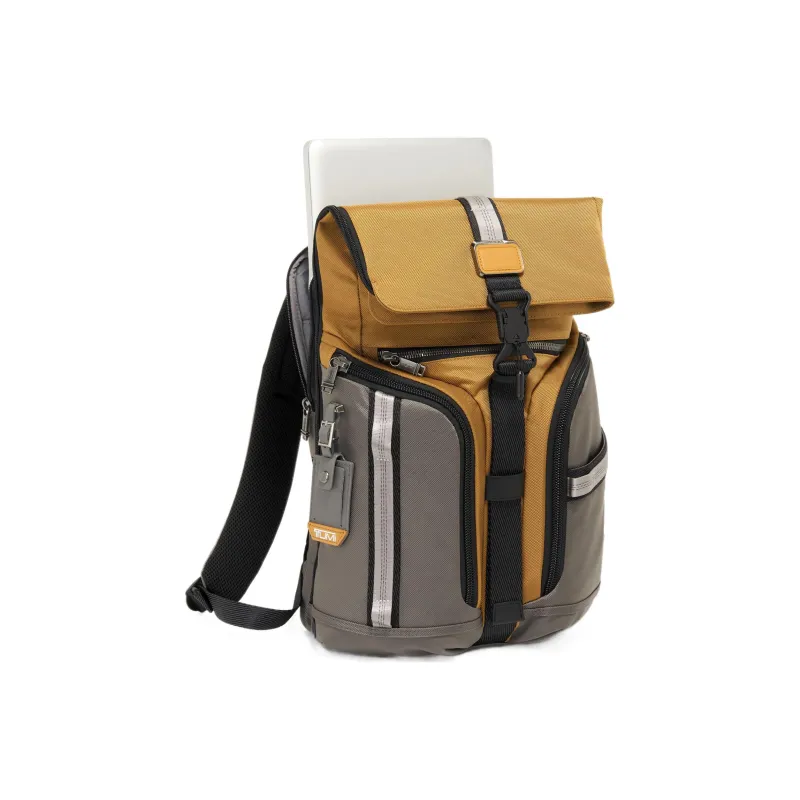 TUMI Alpha Bravo Elastic Nylon Backpack Men's Gold Brown-2