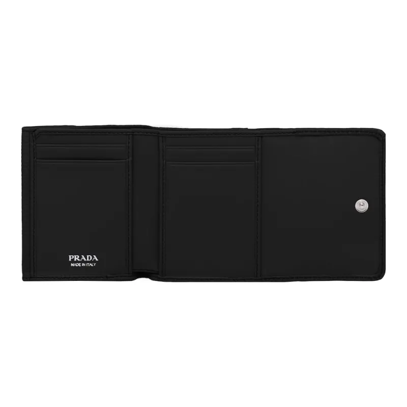 PRADA Leather Wallet Trumpets Women's Black-3