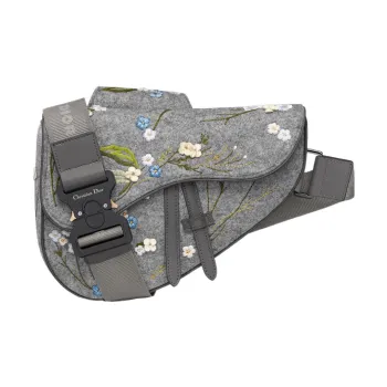 DIOR Wool Felt Saddle Bag Fanny Pack Sling Bag Shoulder Bag Crossbody Bag Men's Dio Gray