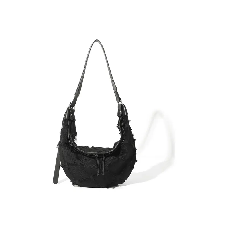 MASTER CANVAS Fabric Semi Round Shoulder Bag Dumpling Shoulder Bags Regular Women's Black-3