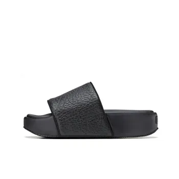 Y 3 Slides Tumbled Leather Black