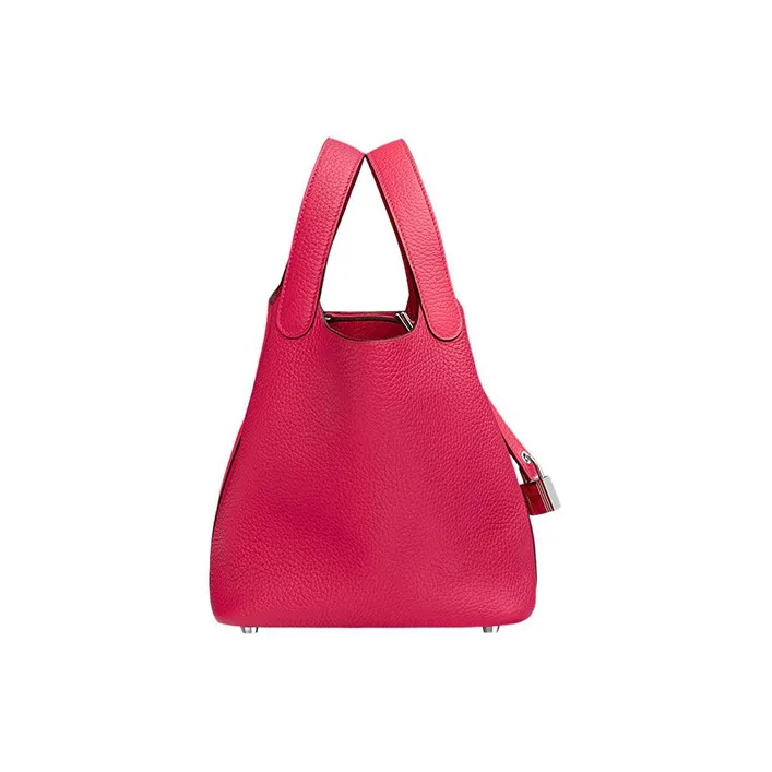 HERMES Picotin Lock TC Leather With Cow Leather Bucket Bag Handbag Women's Ultimate Pink & New Red-1