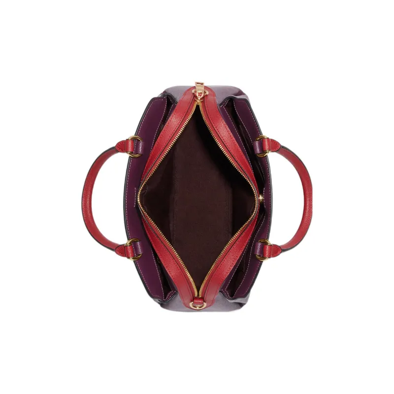 COACH Lillie Cross-Stitch Leather Chain Bag Shoulder Bag Crossbody Bag Handbag Large Size Women's Purple-3
