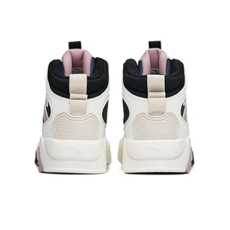 Anta Flame 3.0 Warm And Wear Resistant High Top Skateboard Shoes Women's White Black Purple-4