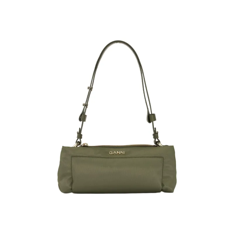 GANNI Nylon Baguette Bag Handbag, Shoulder Bag Women's Army Green-0