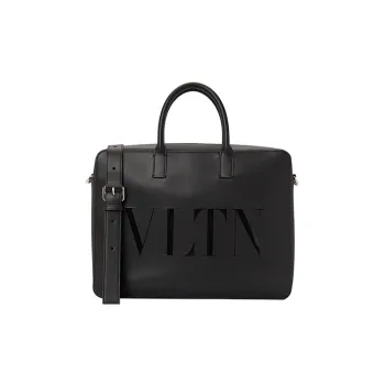 Valentino VLTN Cow Leather Handbag, Shoulder Bag, Crossbody Bag, Briefcase Regular Men's Black