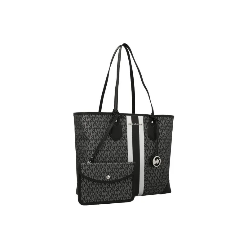 MICHAEL KORS Eva Leather Tote Bag, Shopping Bag, Shoulder Bag, Handbag Large Size Women's Black-1