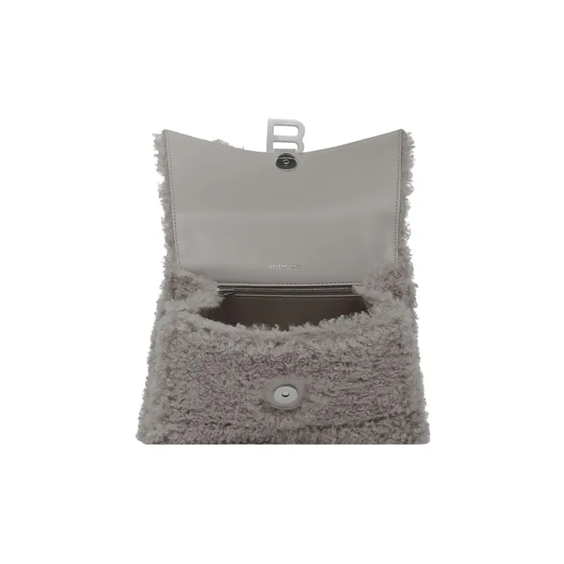Balenciaga Hourglass Sheepskin Shoulder Bag Crossbody Bag Handbag Small Size Women's Gray-4
