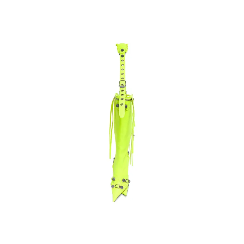 Balenciaga Le Cagole Sheepskin High Heels Style Crossbody Handbag Regular Women's Neon Yellow-2