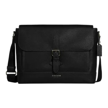 COACH Hudson Cow Leather Messenger Bag Shoulder Bag Crossbody Bag Large Size Men's Black