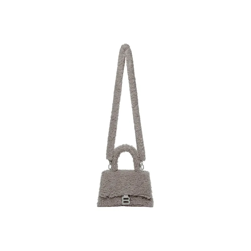 Balenciaga Hourglass Sheepskin Shoulder Bag Crossbody Bag Handbag Small Size Women's Gray-5