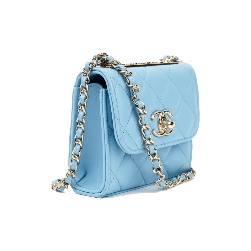 CHANEL Trendy Cc Sheepskin Shoulder Bag, Crossbody Bag Mini Women's Light Blue-1