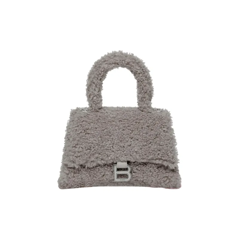 Balenciaga Hourglass Sheepskin Shoulder Bag Crossbody Bag Handbag Small Size Women's Gray-0
