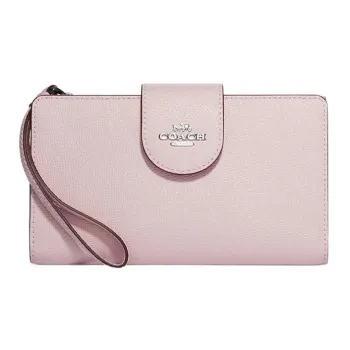 COACH Tech Wallet Cross Grain Leather Document Bag, Card Holder, Wallet Small Size Women's Ice Pink