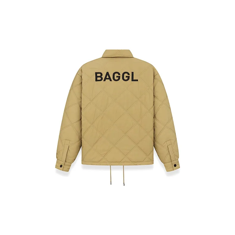 BAGGL Letter Solid Color Lapel Loose Fit Thickened Puffer Jacket Unisex-6