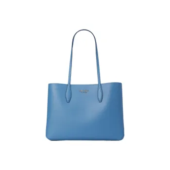 Kate Spade All Day Cross-Stitch Leather Tote Bag Shopping Bag Handbag Shoulder Bag Large Size Women's Manta Blue