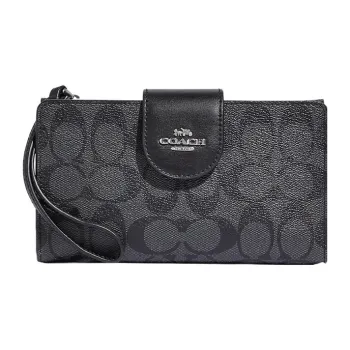 COACH Tech Wallet Coated Canvas With Smooth Leather Document Bag, Card Holder, Wallet Men's Black