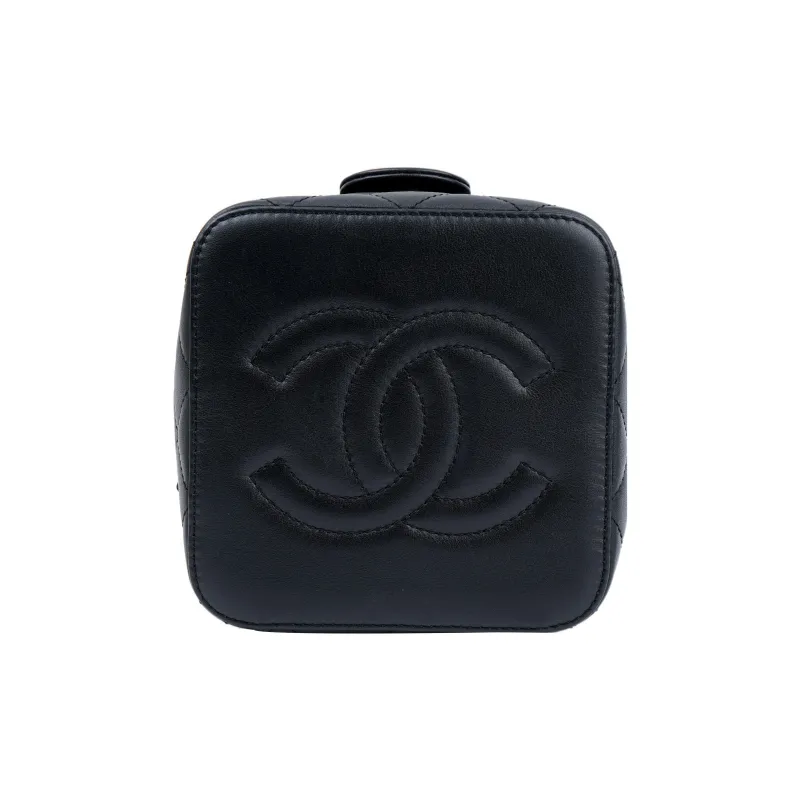 CHANEL Calfskin Makeup Bag, Box Bag, Shoulder Bag, Crossbody Bag Trumpets Women's Black-5