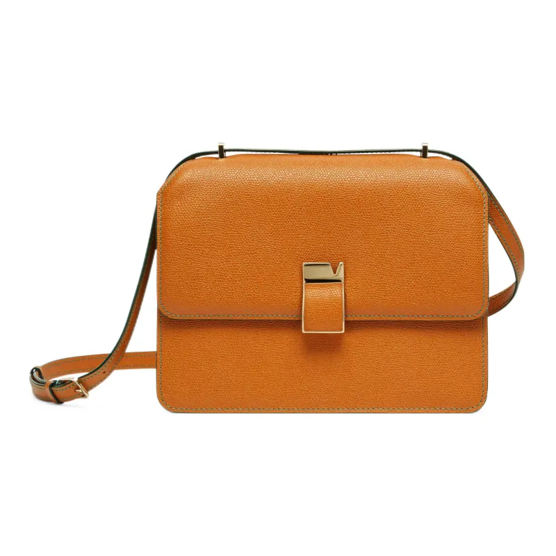 Valextra Calfskin Shoulder Bag, Crossbody Bag Medium Size Women's Brown-0