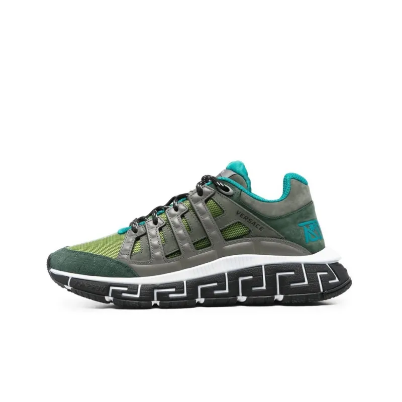 VERSACE Wear-Resistant Low-Top Sports Casual Shoes Men's Gray Green-0