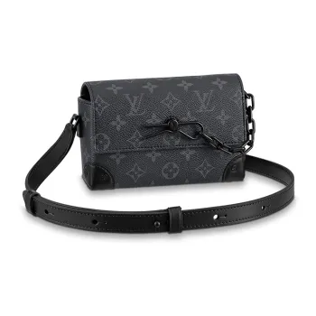 LOUIS VUITTON Steamer Coated Canvas Cow Leather Patchwork Trim Box Bag Shoulder Bag Crossbody Bag Mini Men's Black