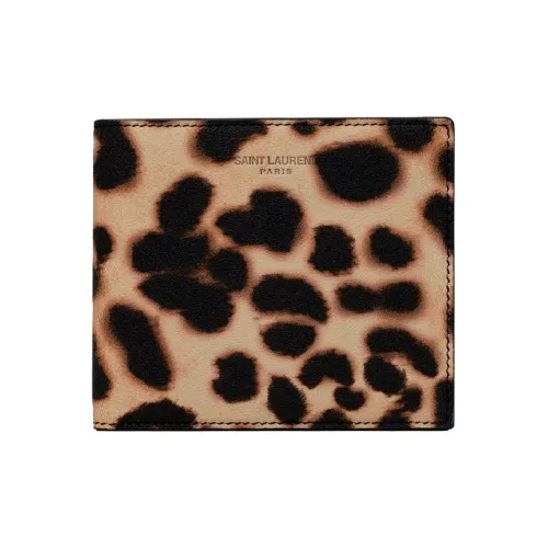 SAINT LAURENT PARIS Calfskin Wallet Men's Leopard