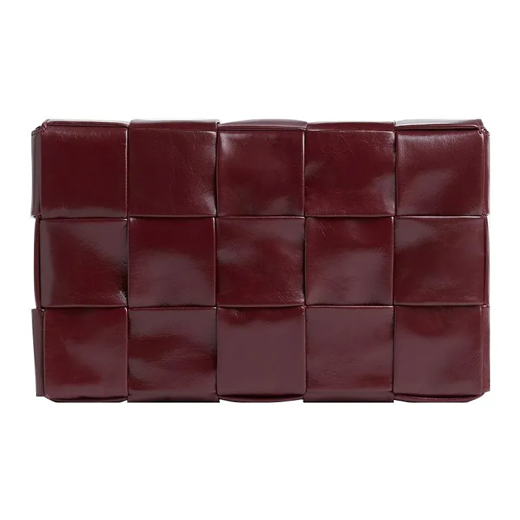 Bottega Veneta CASSETTE Cow Leather Tofu Bag, Shoulder Bag, Crossbody Bag Medium Size Unisex Burgundy-2