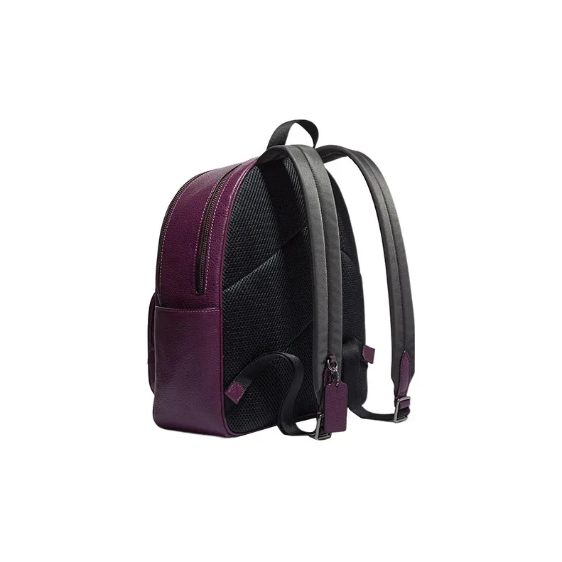 COACH Court Refined Pebble Leather Backpack Large Size Women's Purple-1