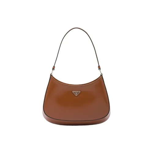 PRADA Cleo Shiny Leather Crescent Bag Shoulder Handbag Regular Women's Brown