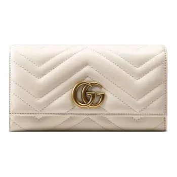GUCCI GG Marmont Leather Wallet Women's White