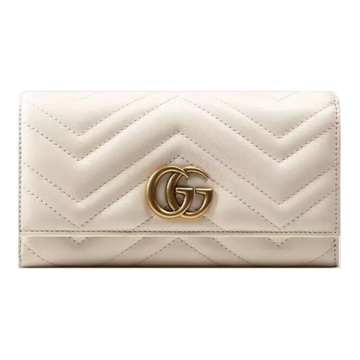 GUCCI GG Marmont Leather Wallet Women's White-0