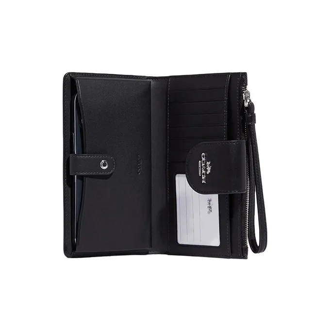 COACH Tech Wallet Coated Canvas With Smooth Leather Document Bag, Card Holder, Wallet Men's Black-3