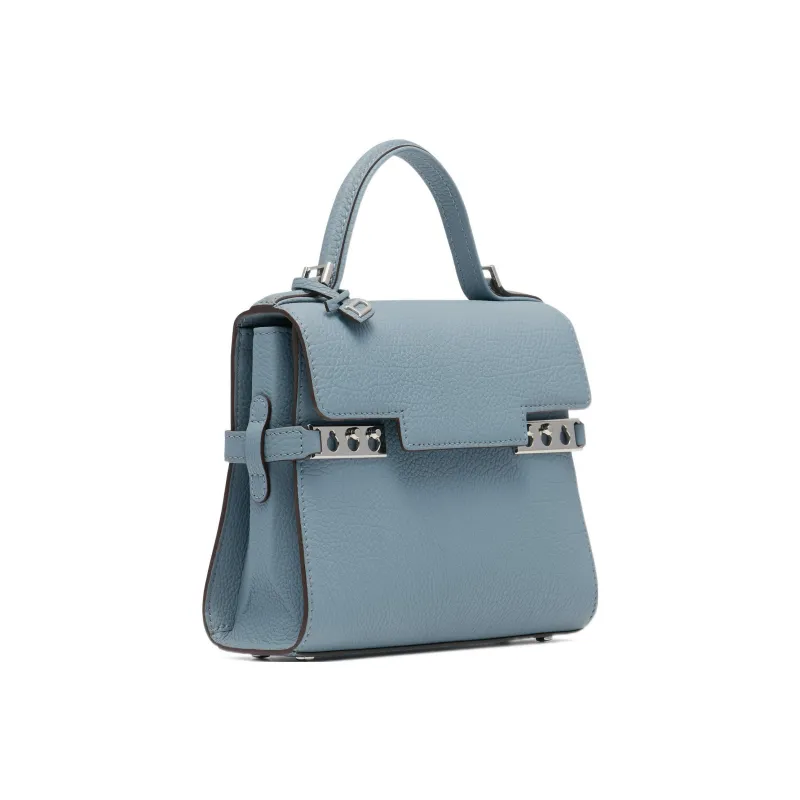 Delvau Tempête Calfskin Shoulder Bag Crossbody Bag Handbag Small Size Women's Blue-1