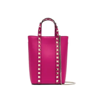 Valentino Rockstud Grained Leather Tote Bag Shopping Bag Shoulder Bag Crossbody Bag Handbag Mini Women's Pink