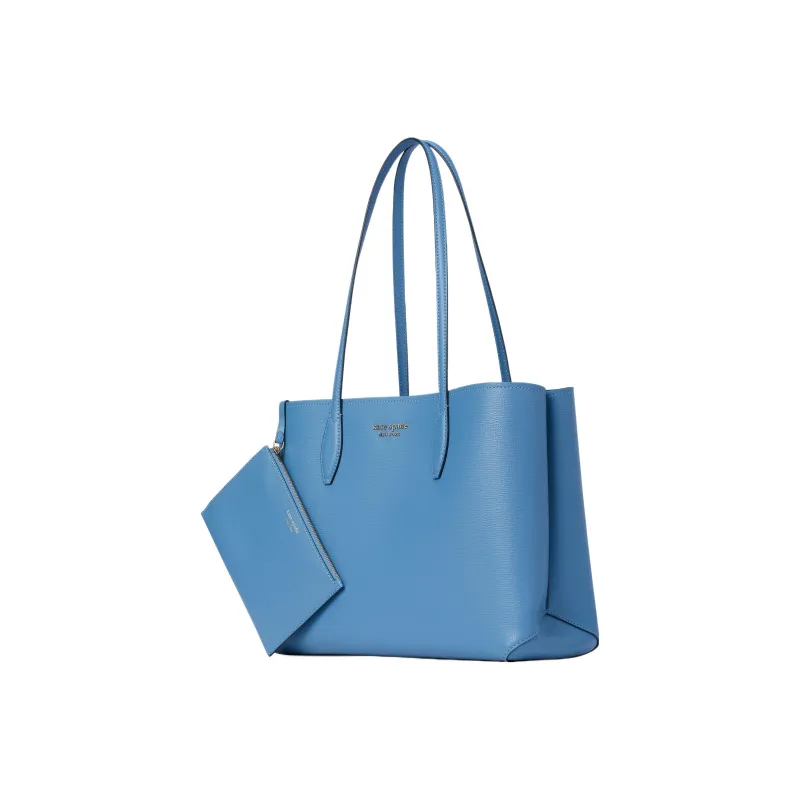Kate Spade All Day Cross-Stitch Leather Tote Bag Shopping Bag Handbag Shoulder Bag Large Size Women's Manta Blue-1