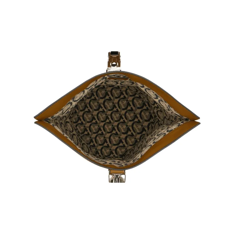 FERRAGAMO Natural Grain Texture Suede Cow Leather Sailor Bag Crossbody Bag Shoulder Bag Men's Beige-3
