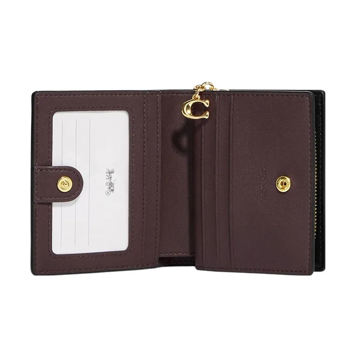 COACH Snap Wallet Canvas With Leather Document Wallet Card Holder Women's Black-3