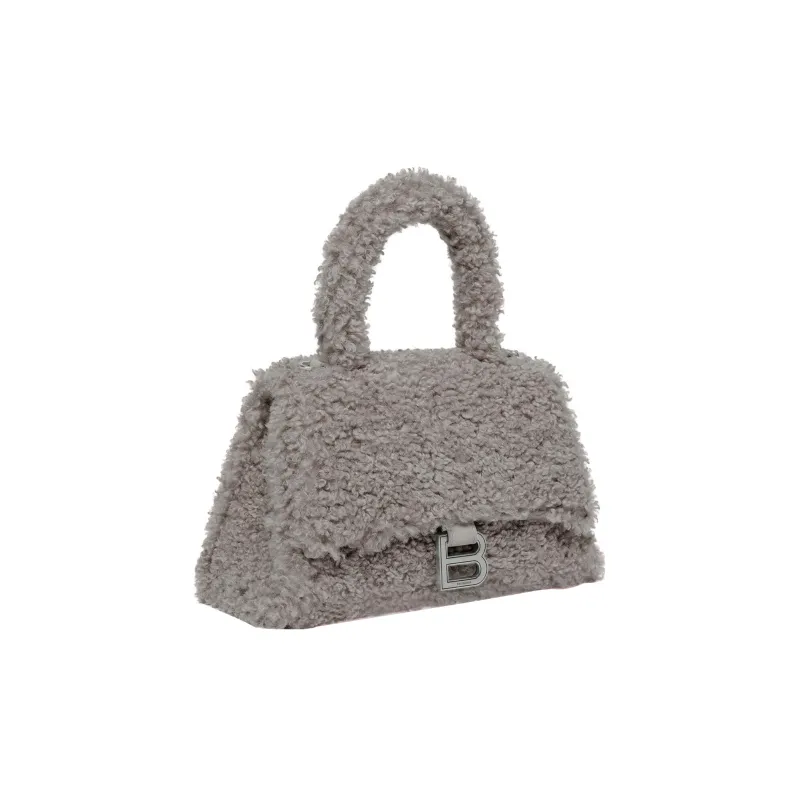Balenciaga Hourglass Sheepskin Shoulder Bag Crossbody Bag Handbag Small Size Women's Gray-1