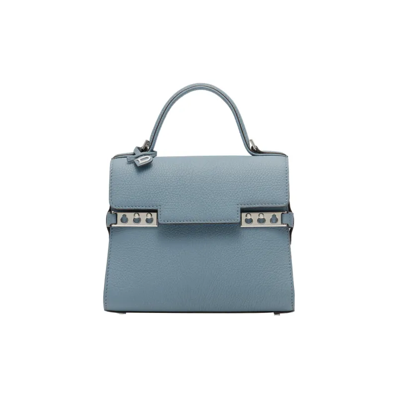 Delvau Tempête Calfskin Shoulder Bag Crossbody Bag Handbag Small Size Women's Blue-0