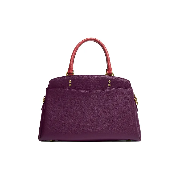 COACH Lillie Cross-Stitch Leather Chain Bag Shoulder Bag Crossbody Bag Handbag Large Size Women's Purple-2
