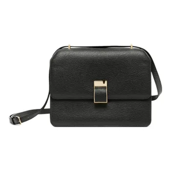 Valextra Calfskin Shoulder Bag, Crossbody Bag Medium Size Women's Black