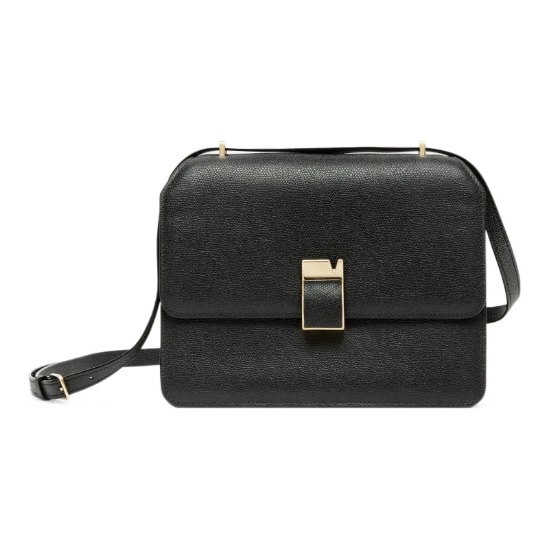 Valextra Calfskin Shoulder Bag, Crossbody Bag Medium Size Women's Black-0