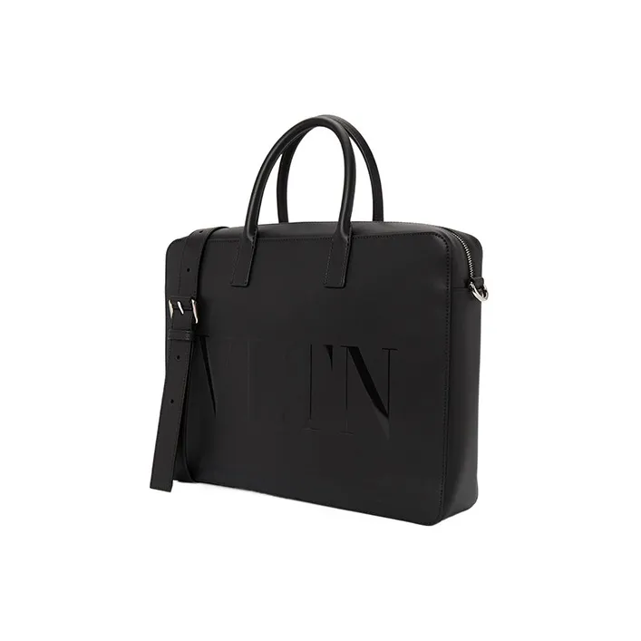 Valentino VLTN Cow Leather Handbag, Shoulder Bag, Crossbody Bag, Briefcase Regular Men's Black-2