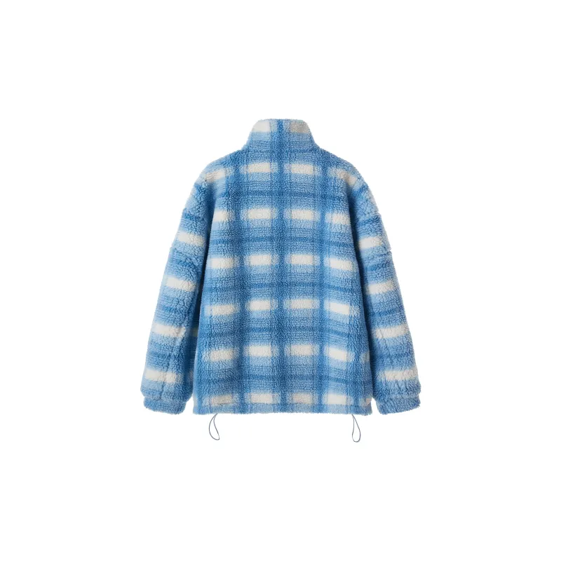 SOLP Plaid Stand Collar Loose Fit Thickened Puffer Jacket Unisex Blue-1