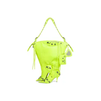Balenciaga Le Cagole Sheepskin High Heels Style Crossbody Handbag Regular Women's Neon Yellow