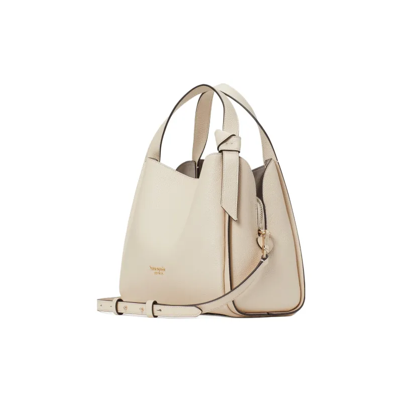 Kate Spade Knott Pebbled Cow Leather Shoulder Bag Crossbody Bag Handbag Medium Size Women's Cow Milk White-1