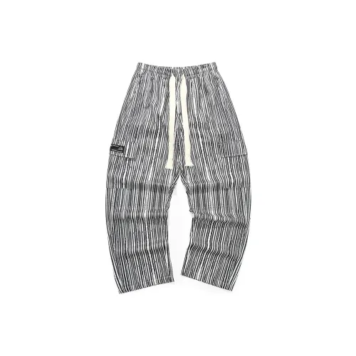 GENANX Casual Pants Unisex Black/White Stripe