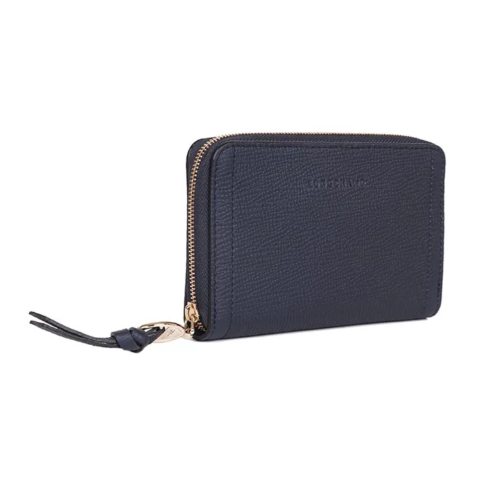 LONGCHAMP Le Foulonné Leather Card Holder Medium Size Unisex Dark Blue-1